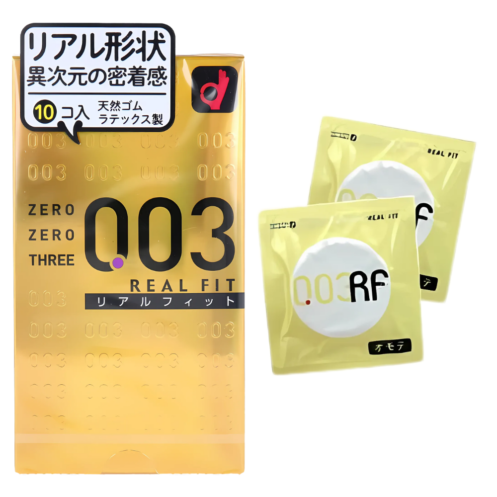 Okamoto 003 Real Fit|10 Pieces Ultra-Thin 0.03mm Natural Rubber Latex Condoms Made in Japan
