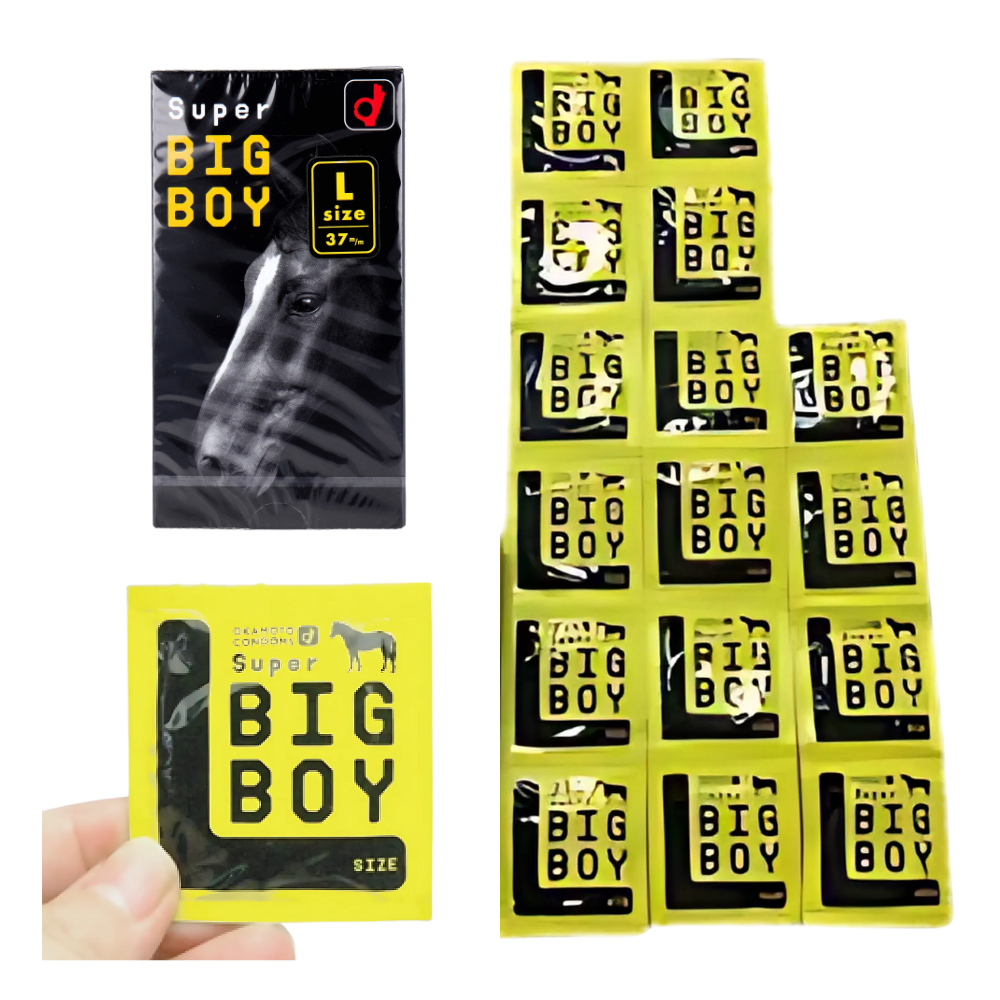 Okamoto Super Big Boy|12 Pieces Large Fit Black Latex Condoms Made in Japan