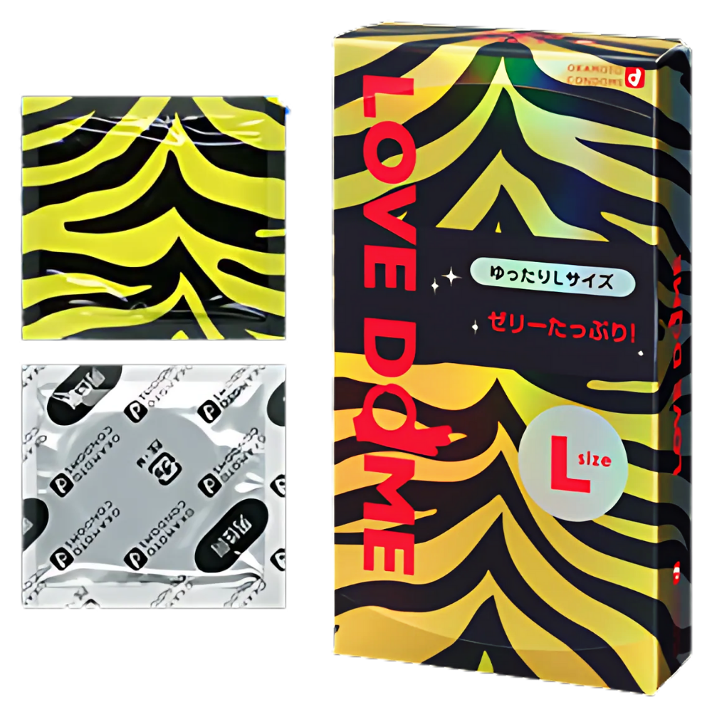 Okamoto LOVE DOME Tiger L Size|12 Pieces Pink Latex Large Condoms Made in Japan