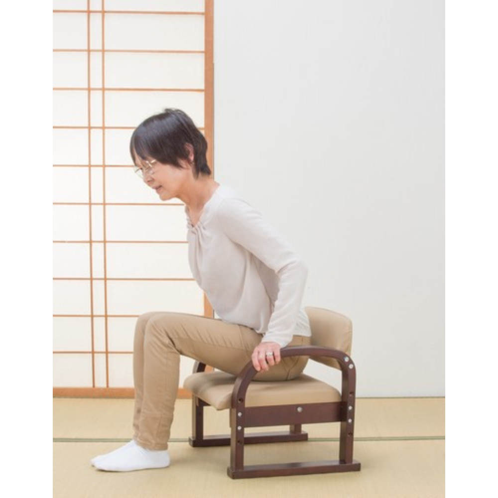 Chaise de sol japonaise en bois avec accoudoirs – 3 coloris｜Fabriqué au Japon