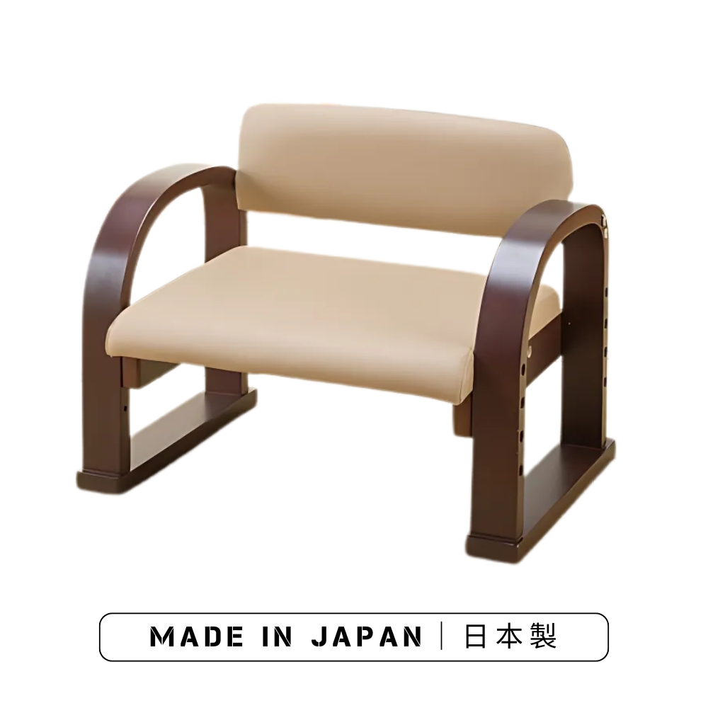 Chaise de sol japonaise en bois avec accoudoirs – 3 coloris｜Fabriqué au Japon