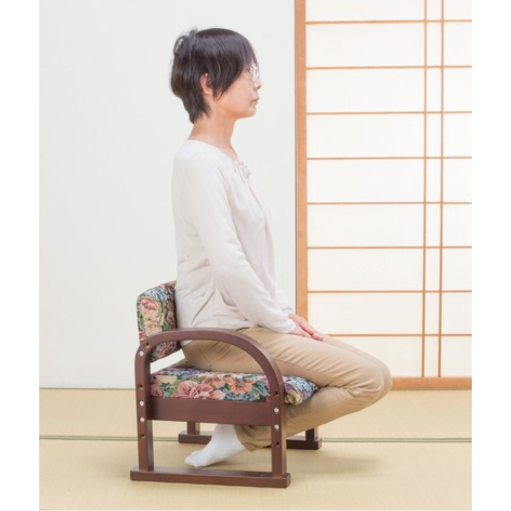 Chaise de sol japonaise en bois avec accoudoirs – 3 coloris｜Fabriqué au Japon