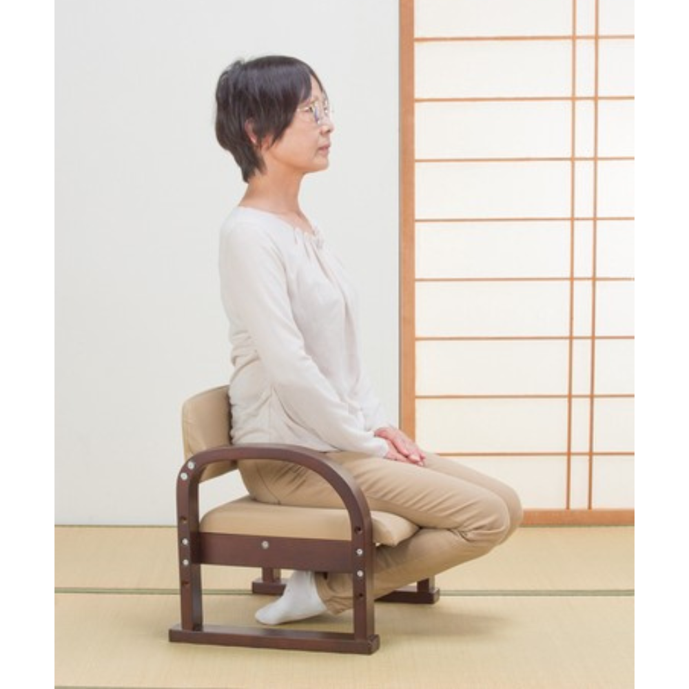 Chaise de sol japonaise en bois avec accoudoirs – 3 coloris｜Fabriqué au Japon