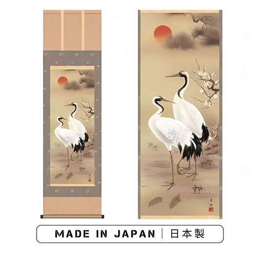 Hanging Scroll “Shochikubai & Tsuru Kame” – Made in Japan
